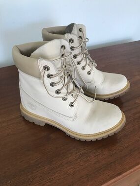 White Timberland 6-inch internal wedge boots